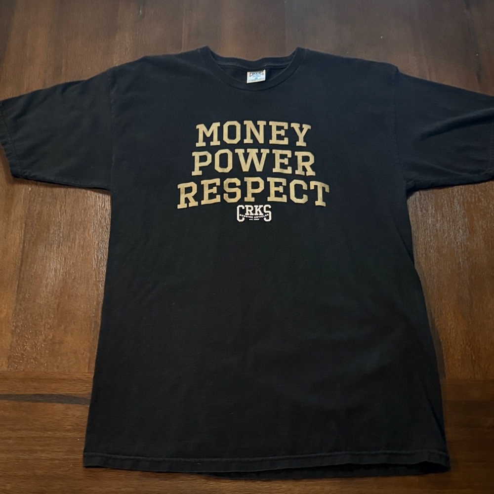 Crooks & Castles Black Shirt with Gold Text Large